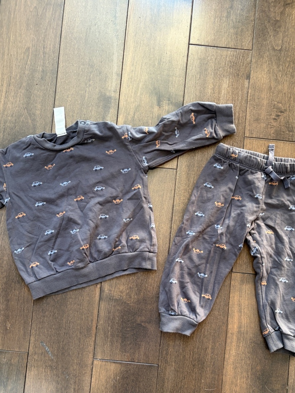 H&M Kids Gray Car Print Sweatshirt & Jogger Set